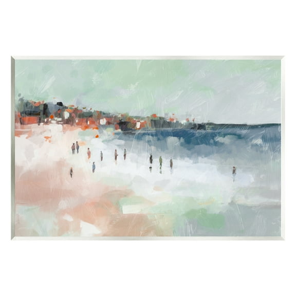 Stupell Industries Abstract People on Shore Landscape Painting Unframed Art Print Wall Art, 15 x 10