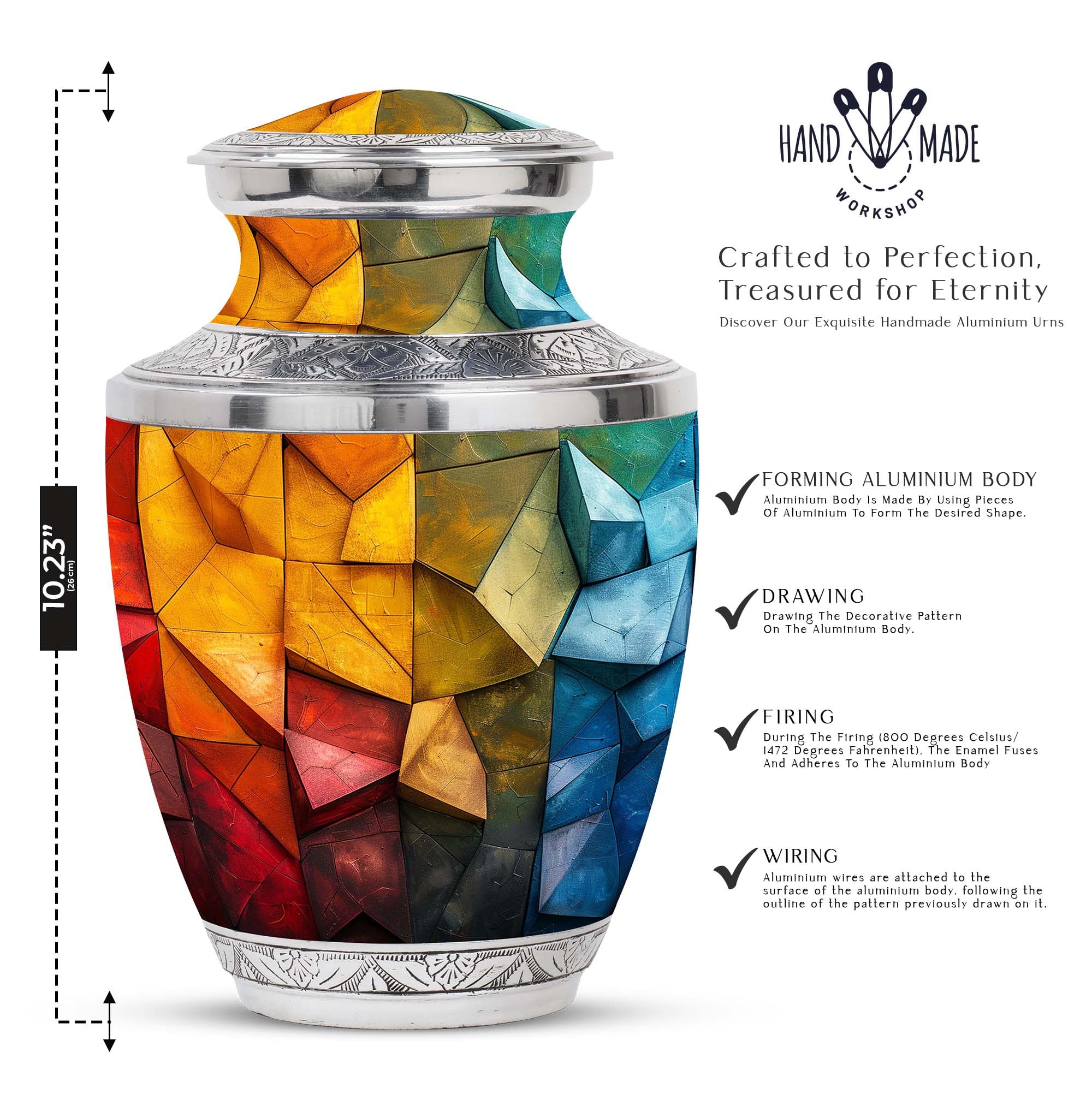 SUBSH Geometric Temperature Gradient - Urns for Human Ashes Adult Female - Perfect Memorials Urns - Urns for Adults - Ash Holders for Human Ashes - Funeral Urns for Adult Ashes Women (10 inch)