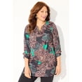 thumbnail image 2 of Catherines Women's Plus Size Petite Chain Lace-Up V-Neck Tunic Blouse, 2 of 6