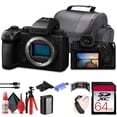thumbnail image 1 of Panasonic Lumix S5 IIX Mirrorless Camera (DC-S5M2XBODY) + 64GB Memory Card + Card Reader + Case + Flex Tripod + Cleaning Kit + Memory  Wallet + Hand Strap, 1 of 10