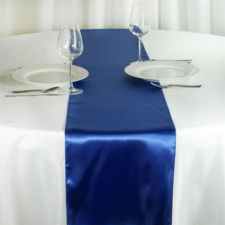 

12x108 in Royal Blue Satin Table Top Runner Wedding Party Linens