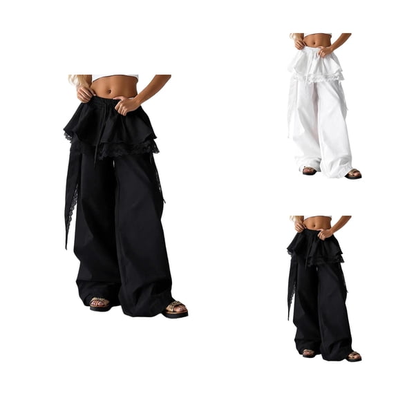 Skirted Pants for Women 2026 Spring Summer Lightweight Elastic Waist Wide Leg Loose Baggy Pants