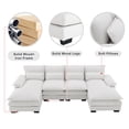 thumbnail image 4 of EUROCO 109.8” U-shaped Sectional Sofa Couch, 6-Seat Sofa  with Waist Pillows,Modern Chenille Modular Sofa Sleeper  with Double Chaise for Living Room, Apartment, White, 4 of 11