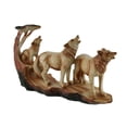 thumbnail image 2 of Howling Wolf Family Carved Wood Look Resin Statue, 2 of 4
