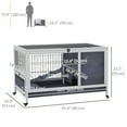 thumbnail image 3 of PawHut Wooden Indoor Rabbit Hutch on Wheels with Run, White, 3 of 10