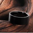 thumbnail image 3 of Brushed Black Plated 9mm Tungsten Carbide Pipe Cut Wedding Band Ring Size 11, 3 of 5