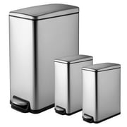 Innovaze 11.9 Gallon + Two 1.6 Gallon Slim Trash Can Combo, Stainless Steel Step Kitchen Garbage Can Set