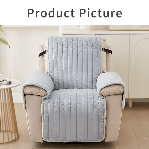 AUQ Fluffy Recliner Covers for Large Recliners,Soft Plush Anti-Slip Thickened Slipcover Recliner Chair Cover