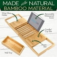 thumbnail image 4 of SereneLife Luxury Bamboo Bathtub Caddy Tray - Adjustable Natural Wood Bath Tub Organizer with Wine Holder, Cup Placement, Soap Dish, Book Space & Phone Slot for Spa, Bathroom & Shower SLBCAD20, 4 of 7
