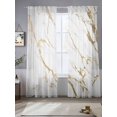 thumbnail image 2 of White Gold Abstract Sheer Curtains 84 Inch Length 2 Panels Set, Modern Marble Geometric Voile Window Treatment Rod Pocket Curtains Sheers Drapes for Bedroom/Living Room/Kitchen 52"x84"x2, 2 of 7