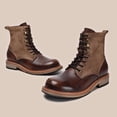 thumbnail image 2 of Botas para hombre, zapatos de cuero para hombre, botas de media caña con suela gruesa, botas de herramientas, botas de tendencia para hombre, 2 of 5
