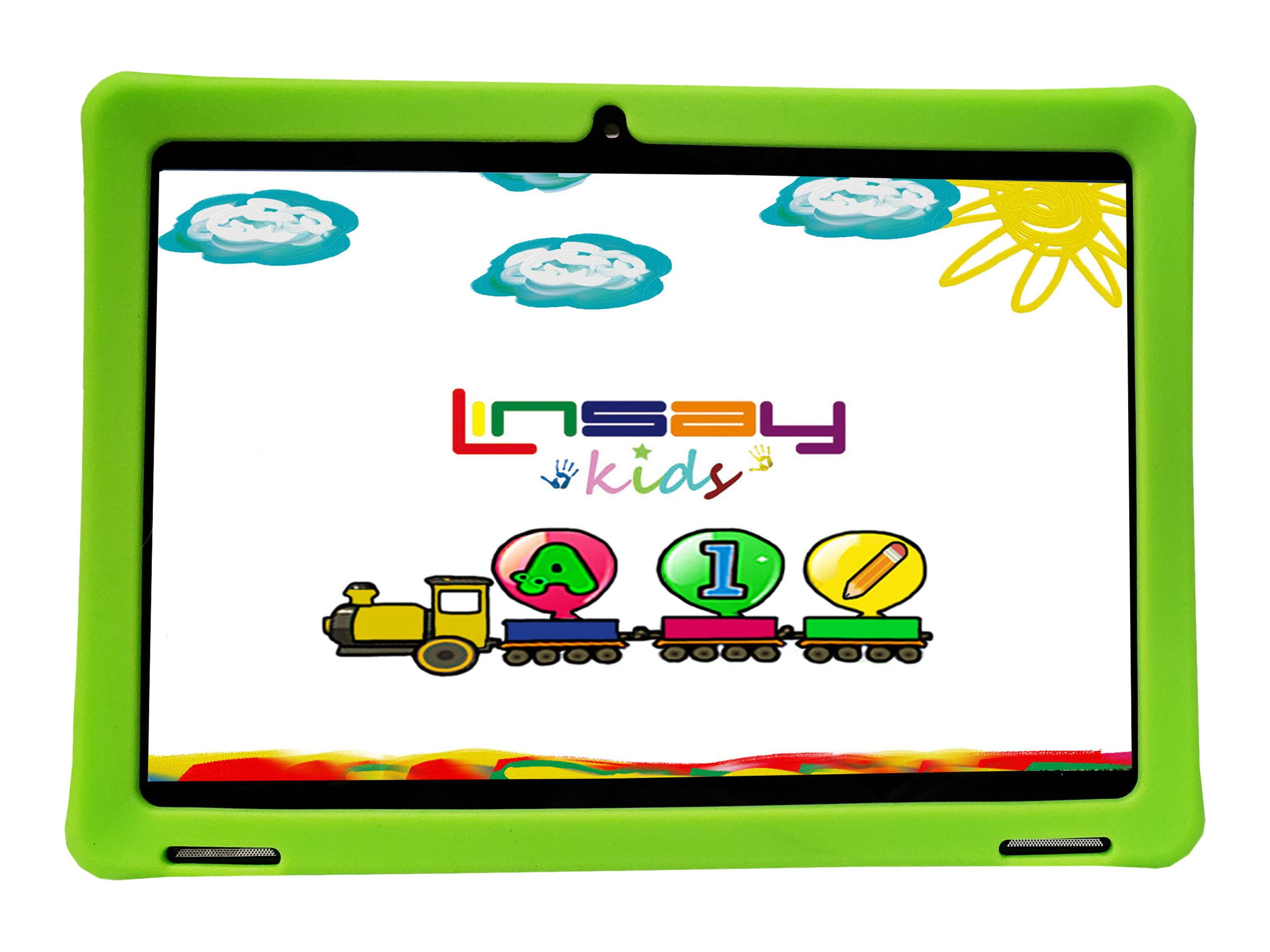 LINSAY Back to School Deal 10.1 inch Kids tablets 2GB RAM 32GB Android 11 Bluetooth WiFi Tablet for kids, Camera, Apps, Games, Learning Tab for Children with Green Kid Defender Case Back to School