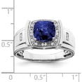 thumbnail image 3 of 14K White Gold Cushion Created Sapphire And Diamond Mens Ringsize 10 (Width 3 To 8.7) - Jbsp, 3 of 5
