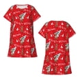 thumbnail image 5 of Salouo Christmas Deer 1 Print Short Sleeve Sleepshirt for Womens Comfy Nightgown Scoopneck Cute Nightdress Ruffle -Medium, 5 of 7