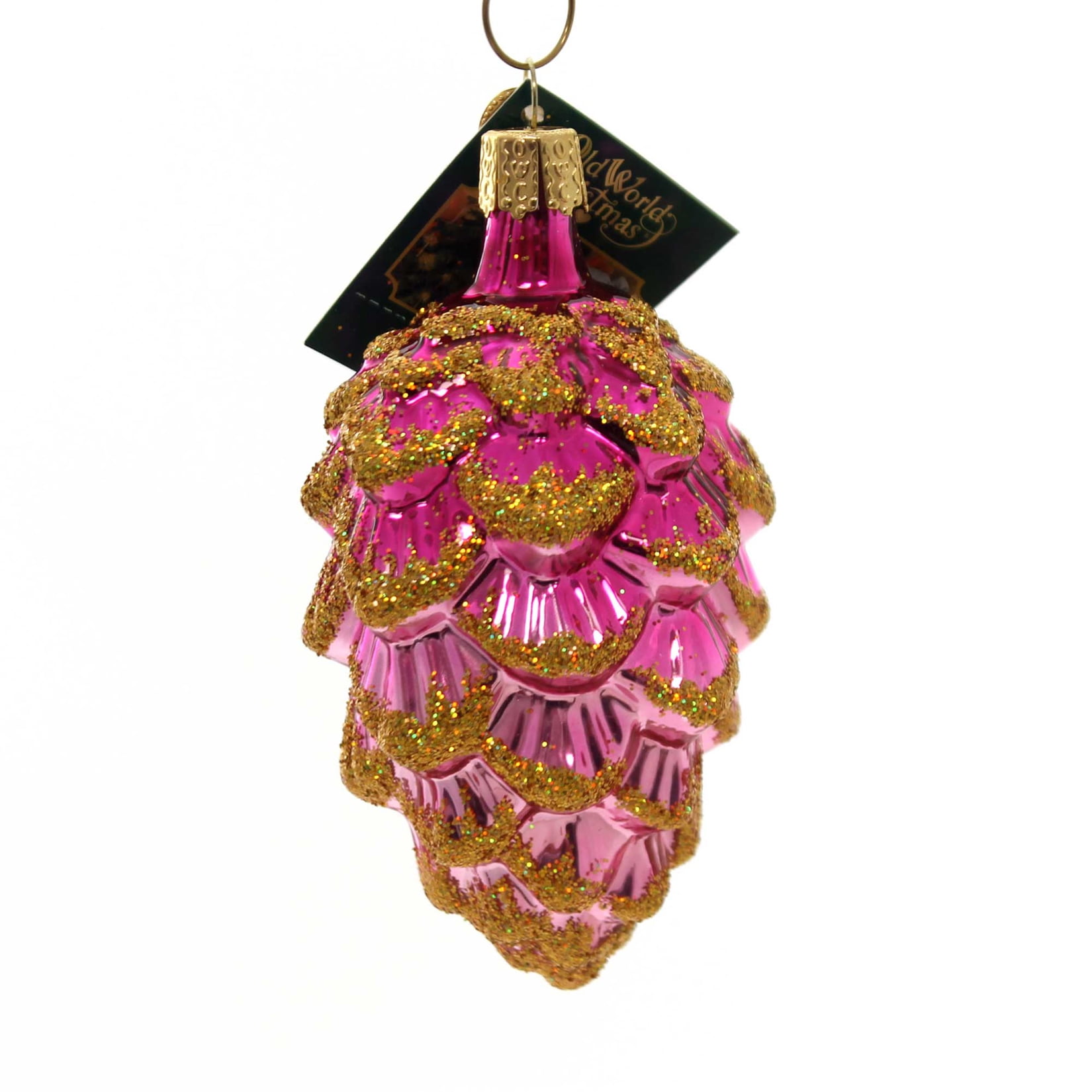 Old World Christmas PONDEROSA PINE Glass Ornament Cone Pinecone