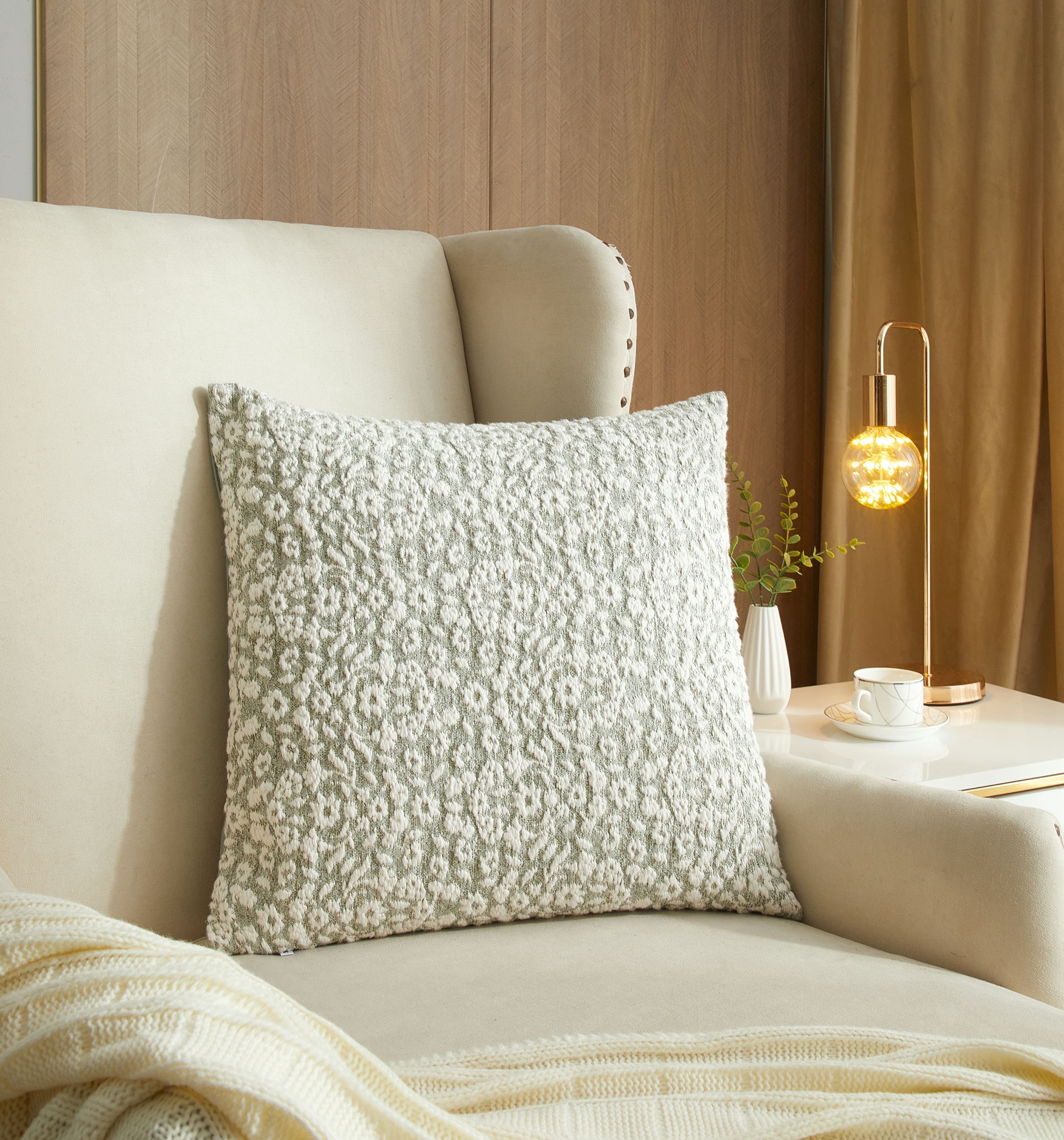Better Homes & Gardens 20" x 20" Burned Blooms Decorative Pillow For Adults, Sage Green