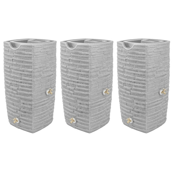 Good Ideas Impressions Riverwalk 50 Gal Rain Saver, Light Granite (3 Pack)