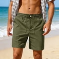 thumbnail image 2 of XIAONU Men's Solid Linen-Blend Short Relaxed Fit High Waisted Drawstring Mid Thigh Short Breathable Lightweight Beach Shorts, 2 of 7