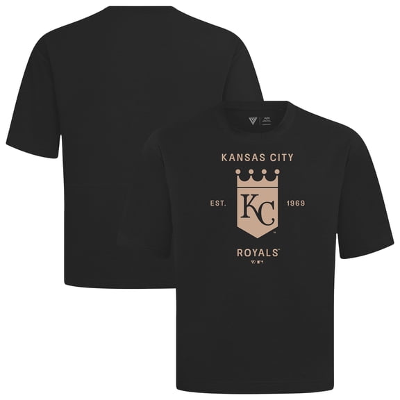 Men's Levelwear Black Kansas City Royals Crossway Oversized Luxe Signature Knit T-Shirt