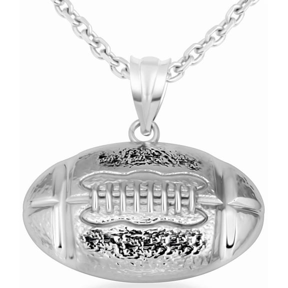 .925 Sterling Silver Football Necklace Pendant (Pendant with 16" chain)