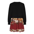 thumbnail image 5 of DecSea Robe Chandail en Molleton Patchwork Surdimensionnée pour Femmes Manches Longues Épaules Tombantes Col Rond Plissée Mini Robe à Blocs de Couleur, 5 of 5