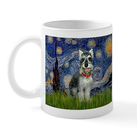 CafePress - Starry Night & Schnauzer Mug - 11 oz Ceramic Mug - Novelty Coffee Tea Cup