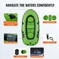 thumbnail image 6 of VEVOR Inflatable Boat, 3-Person Inflatable Fishing Boat, Strong PVC Portable Boat Raft Kayak, 45.6" Aluminum Oars,High-Output Pump, Fishing Rod Holders,and 2 Seats,1100 lb Capacity for Adults, Kids, 6 of 9