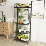 BENOSS Metal Plant Stand Scrollwork Design Indoor and Outdoor Flower Rack, Home Storage Organizer Shelf (5 Tier)