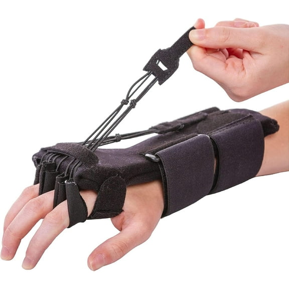 BraceAbility Radial Nerve Palsy Wrist Brace, Adjustable Finger Extension Support for Wrist Drop, Universal