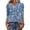 Blue, variant on Domzest V Neck Tops for Women 3/4 Sleeve Boho Floral Print Pleated Button Down Shirts Loose Fit Tunic Blouse Pink S
