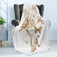 thumbnail image 4 of Victorian Soft Flannel Fleece Throw Blanket, Nostalgic Boots Roses Butterfly and Bird British Trend Upper Class Shoe Art, Cozy Plush for Indoor and Outdoor Use, 50" x 60", Brown White, by Ambesonne, 4 of 5