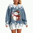 thumbnail image 5 of Towmus Christmas Sweatshirts for Women Loose Fit Snowman Printed Graphic Sweatshirts Roundneck Fall Pullover Tops, 5 of 8