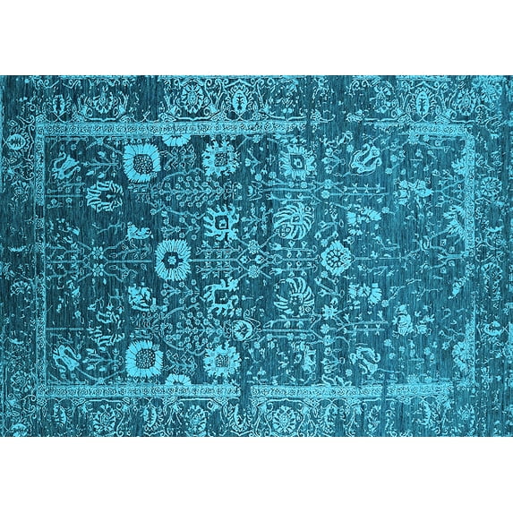 Ahgly Company Indoor Rectangle Oriental Light Blue Industrial Area Rugs, 5' x 8'