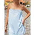 thumbnail image 2 of Women Silk Lace Trim Cami Tops Y2k Spaghetti Strap Lace Tank Tops Stain Slip Long Top Silky Slip Dress Side Lace Undershirt Going Out Camisole, 2 of 6