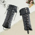 thumbnail image 7 of 2Pcs Medieval Covers Black PU Leather Leg Guards Leather Pirate Boots Wraps Vintage Renaissance Knight Leg Gaiters Costume Accessories for Carnival Warrior Cosplay, 7 of 7