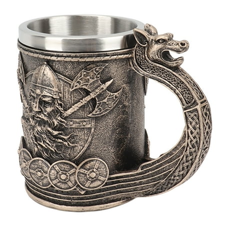 

Stainless Steel Liner Mug Viking Coffee Cup Vintage Hand Washable Resin For Coffee