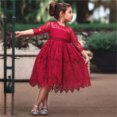 thumbnail image 1 of Txlixc Vestido de princesa con cinturón, vestido de sol de encaje hueco de 3 / 4 mangas Txlixc moda, 1 of 7