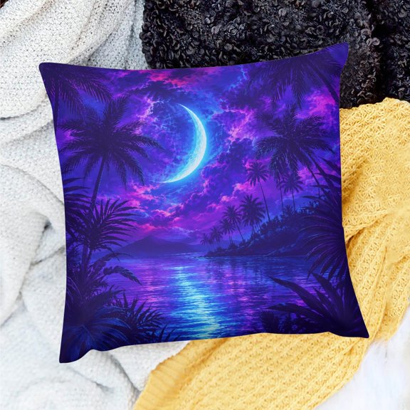 PALNKART Linen house Decor Cushion Covers Great Gift Tropical Moon Ocean Pattern Waterproof Pillow Covers Sofa Bed Bedroom Car Linen 100%