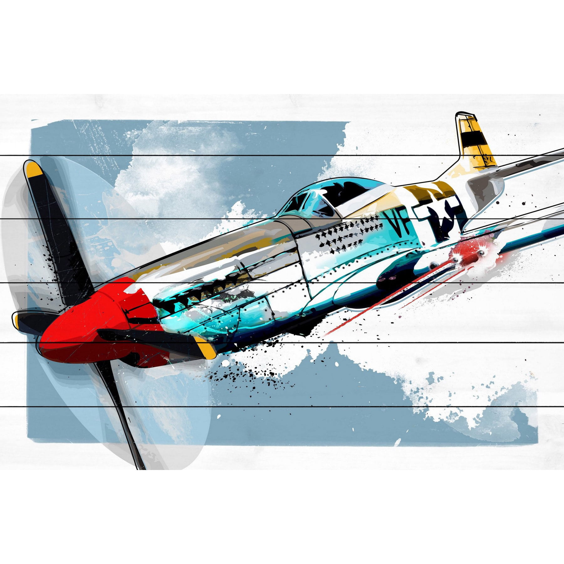Marmont Hill "P51 Mustang" by Rick Martin Painting Print on White Wood