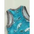 thumbnail image 6 of Arvbitana 0-18 Months Newborn Baby Boy Sleeveless Romper Marine Animals Printed Snap Crotch Loose Fit Bodysuit, 6 of 9