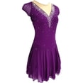 thumbnail image 3 of LIUHUO Custom Black Blue Purple Red Pink Spandex Ice Skating Dresses for Women & Girls - High Elasticity, V - Diamond Chest Decoration, 3 of 8