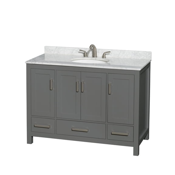 Wyndham Collection Sheffield 48" Metal Single Bathroom Vanity in Dark Gray/White