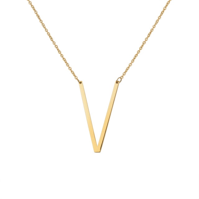 Personalized Initial Letter Necklace with Custom Engraving - Custom Initial Necklace - Oversized Letter Necklace - Sideways Initial Necklace for Women - Gift for Her - Jewelry Gift Set