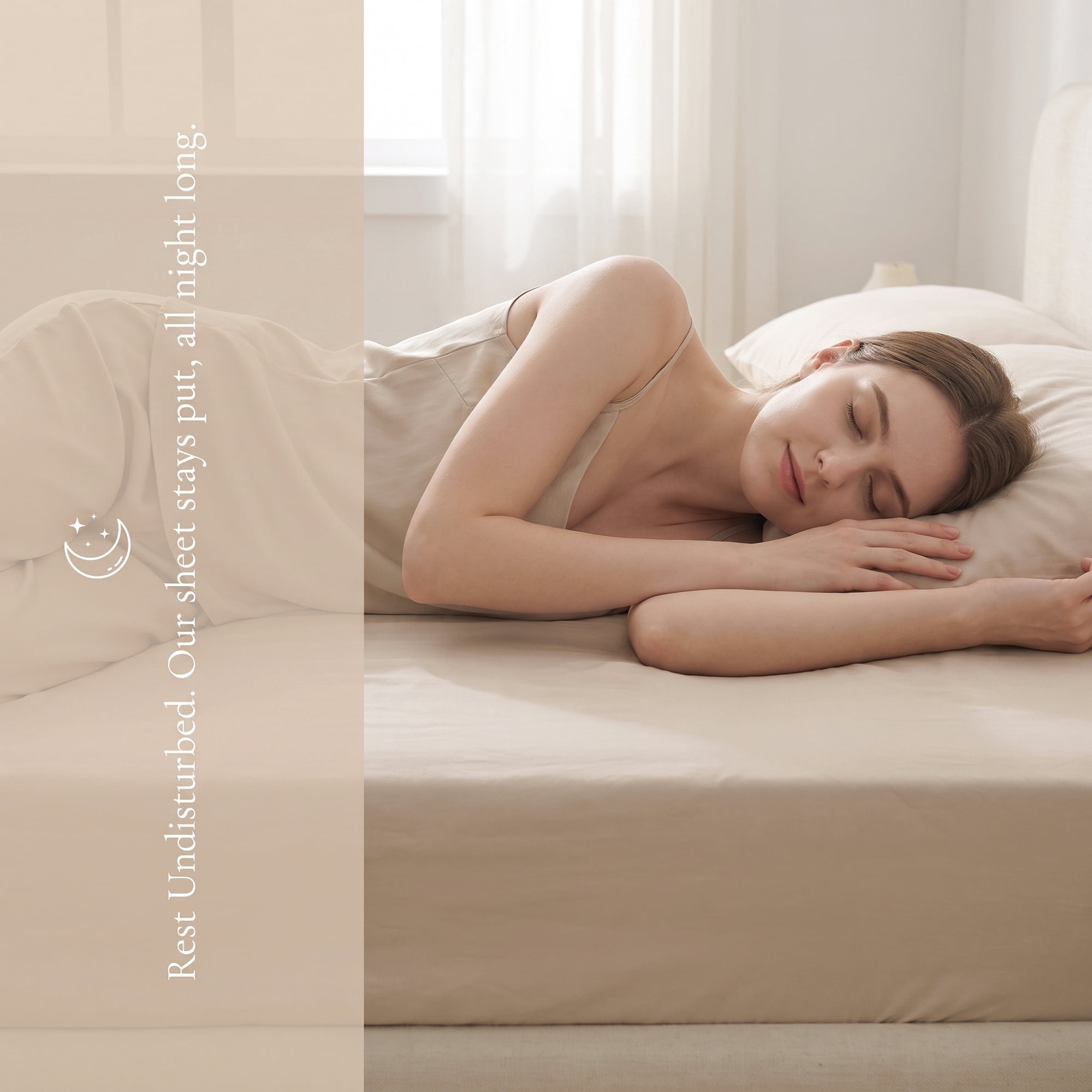 Unique Bargains Fitted Sheet Cotton Bed Sheets Cooling for Sleep 71"x78.7" Creamy Coffee