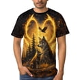 thumbnail image 5 of LAOLIUSN Men's Bald Eagle Wolf Graphic T-Shirt, Lightning 3D Print Short Sleeve Crewneck Tees, 5 of 7
