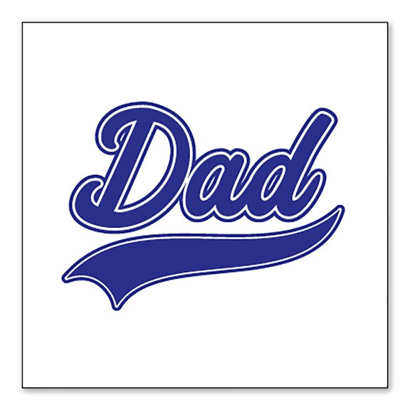 DistinctInk Custom Bumper Sticker - 4" x 4" Decorative Decal - White Background - Dad Word Graphic Blue
