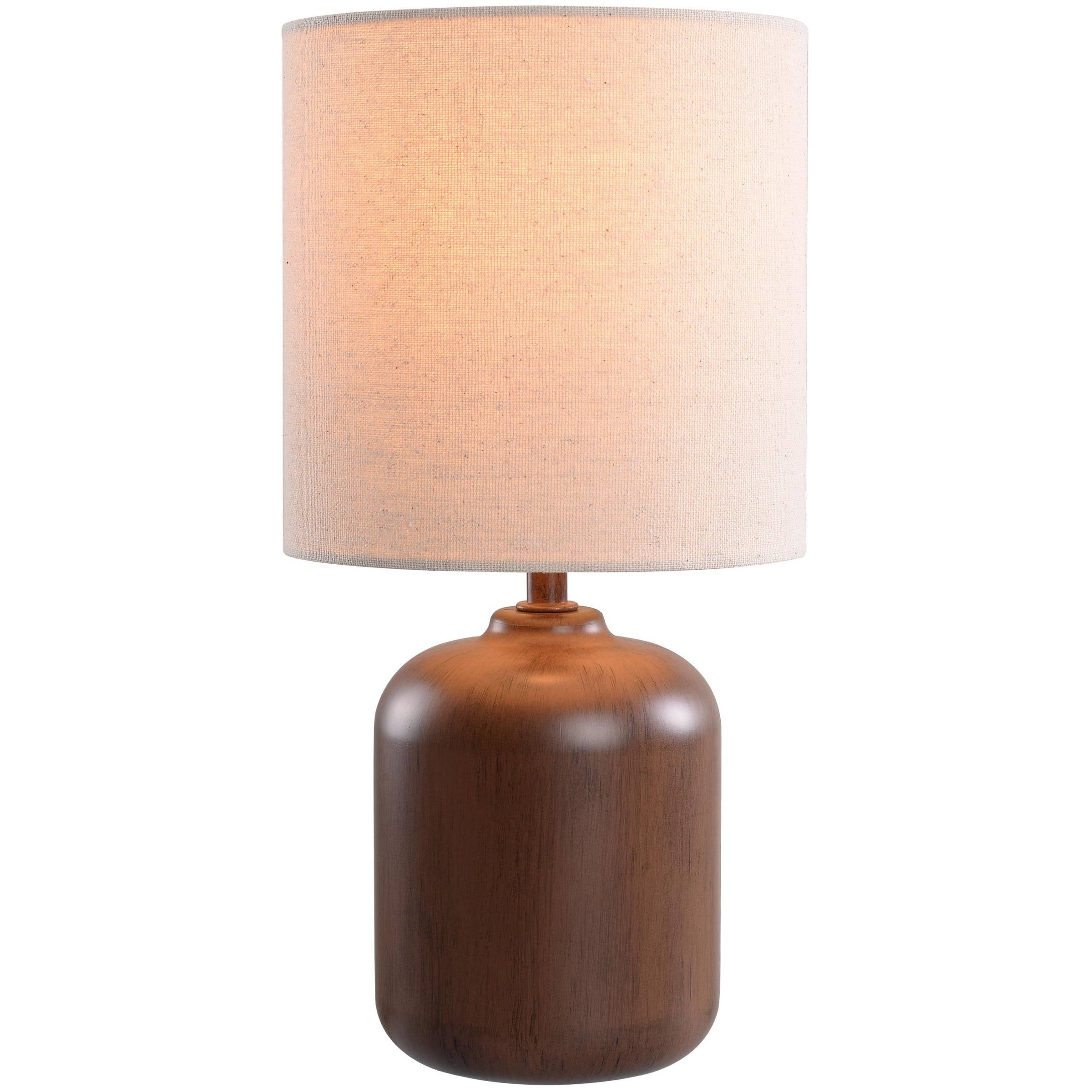 (2 pack) Mainstays Mini Table Lamp with Shade, Faux Wood Finish, Traditional Style, 12.75 in H