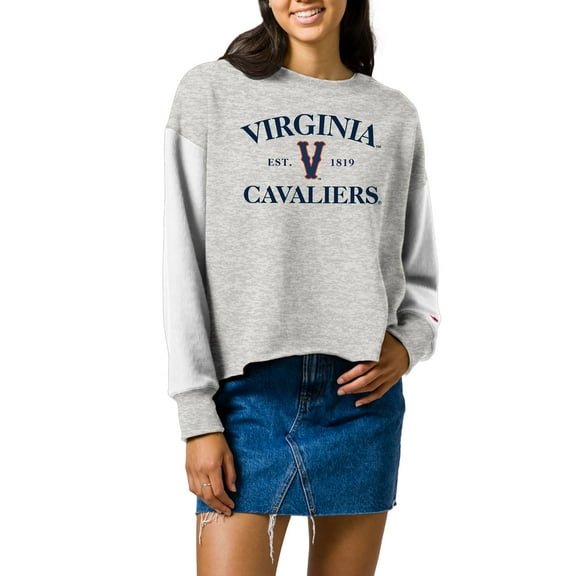 Women's League Collegiate Wear Gray Virginia Cavaliers Vintage Reverse Fleece Midi Pullover Sweatshirt