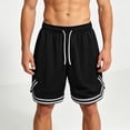 thumbnail image 2 of Bpyeka Big & Tall Men's Striped Trim Basketball Shorts, Elastic Drawstring Waist Quick Dry Loose Fit Breathable 5 Inch Sport Bottoms for Running, 3XL-5XL, 2 of 9