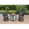 thumbnail image 6 of 20 inch Outdoor Gas Fire Pit Table Set with 2 Wicker Swivel Stool Chairs, 40000 BTU Patio Square Propane Realistic Faux Wood Pattern Fireplace with ETL Certification, Lava Rocks and PVC Rain Cover, 6 of 6
